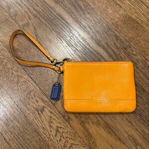 Coach Orange Wristlet with Blue Tag